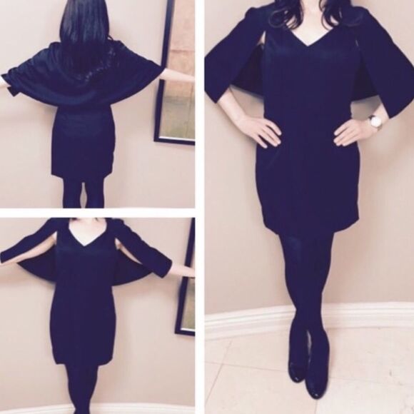 🍸 Black Capelet Tunic Cocktail Dress 🍸 - Picture 6 of 6